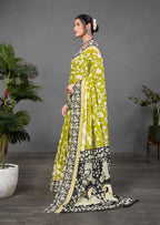 CHIRALA PURE MUL COTTON TRADITIONAL KALMKARI HAND BLOCK  PRINT GREEN SAREE