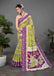 CHIRALA PURE MUL COTTON TRADITIONAL KALMKARI HAND BLOCK  PRINT GREEN SAREE