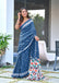 CHURI HAND BLOCK PRINT MULMUL COTTON BLUE SAREE