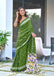 CHURI HAND BLOCK PRINT MULMUL COTTON GREEN SAREE
