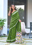 CHURI HAND BLOCK PRINT MULMUL COTTON GREEN SAREE