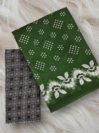 CHURI HAND BLOCK PRINT MULMUL COTTON GREEN SAREE