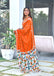 CHURI HAND BLOCK PRINT MULMUL COTTON ORANGE SAREE