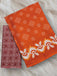 CHURI HAND BLOCK PRINT MULMUL COTTON ORANGE SAREE
