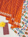 CHURI HAND BLOCK PRINT MULMUL COTTON ORANGE SAREE