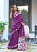 CHURI HAND BLOCK PRINT MULMUL COTTON PURPLE SAREE