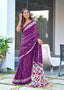 CHURI HAND BLOCK PRINT MULMUL COTTON PURPLE SAREE