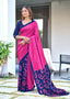 BATIK STYLE FANCY HAND BLOCK MULMUL COTTON PINK SAREE