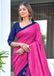 BATIK STYLE FANCY HAND BLOCK MULMUL COTTON PINK SAREE