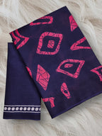 BATIK STYLE FANCY HAND BLOCK MULMUL COTTON PINK SAREE
