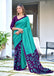 BATIK STYLE FANCY HAND BLOCK MULMUL COTTON TEAL GREEN SAREE
