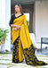 BATIK STYLE FANCY HAND BLOCK MULMUL COTTON YELLOW SAREE