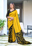 BATIK STYLE FANCY HAND BLOCK MULMUL COTTON YELLOW SAREE