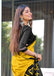 BATIK STYLE FANCY HAND BLOCK MULMUL COTTON YELLOW SAREE
