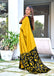 BATIK STYLE FANCY HAND BLOCK MULMUL COTTON YELLOW SAREE