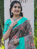 DOBUL IKKAT SOFT MULMUL COTTON BLOCK PRINTED MULTICOLOR SAREE
