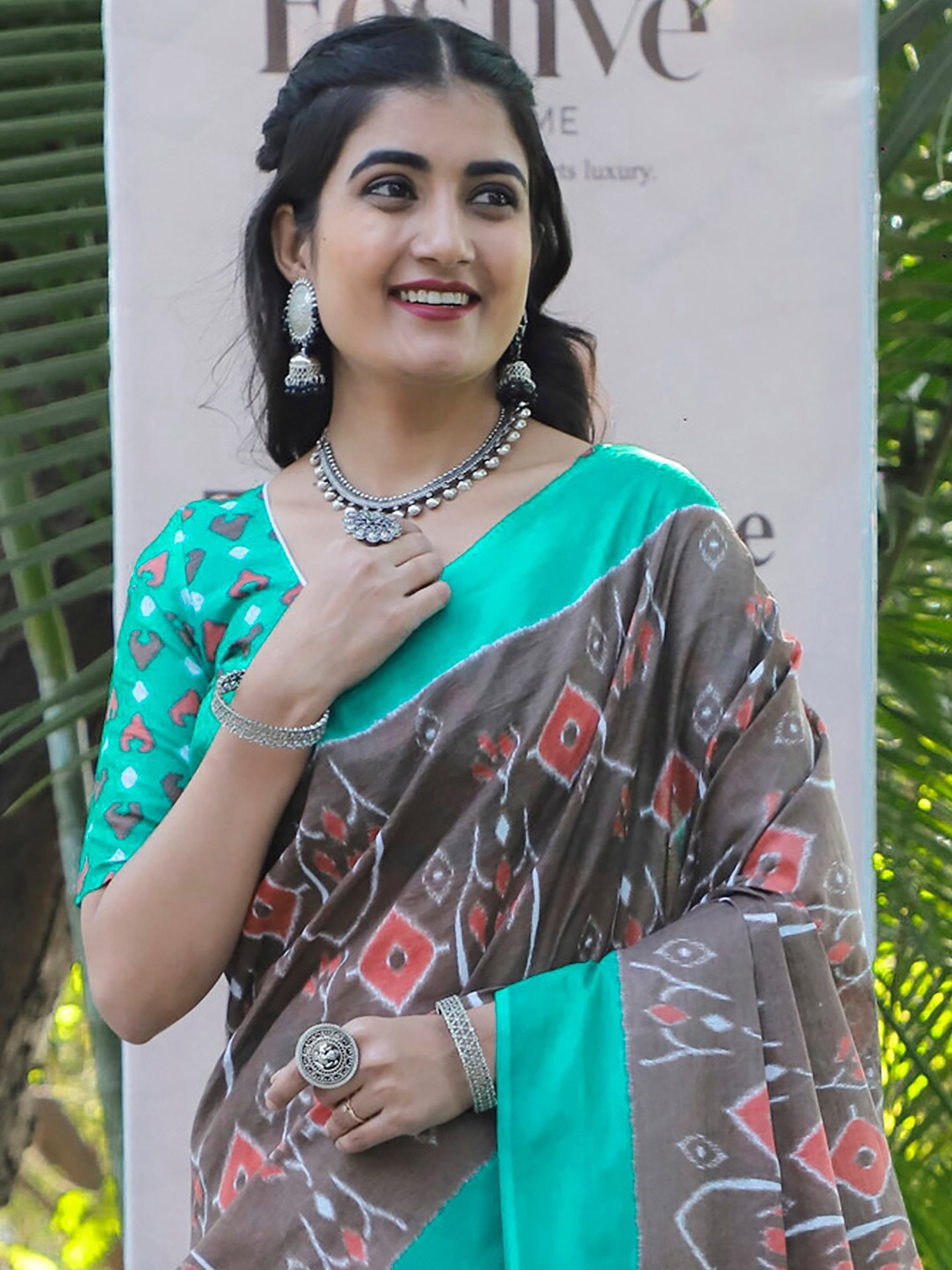 DOBUL IKKAT SOFT MULMUL COTTON BLOCK PRINTED MULTICOLOR SAREE