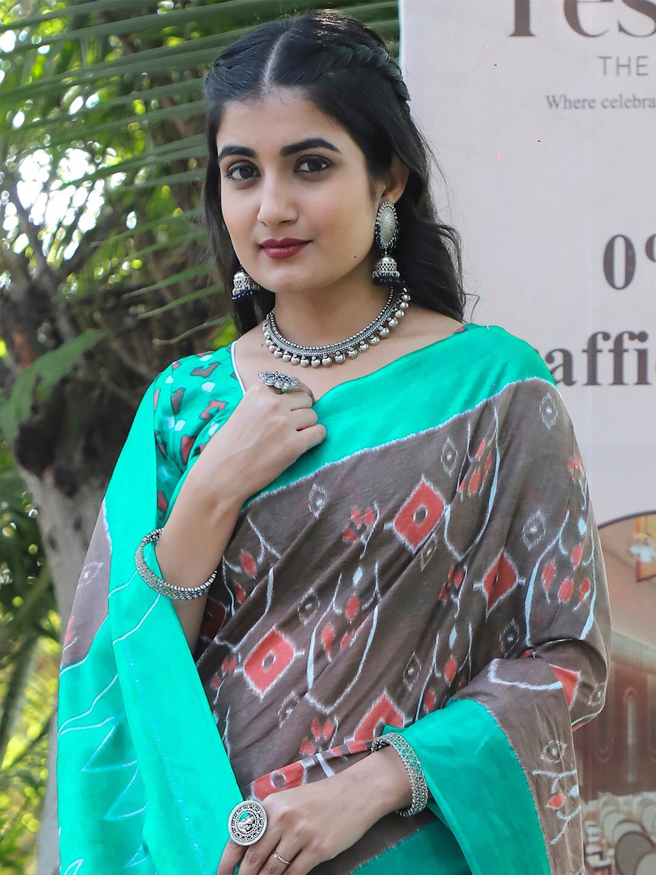 DOBUL IKKAT SOFT MULMUL COTTON BLOCK PRINTED MULTICOLOR SAREE