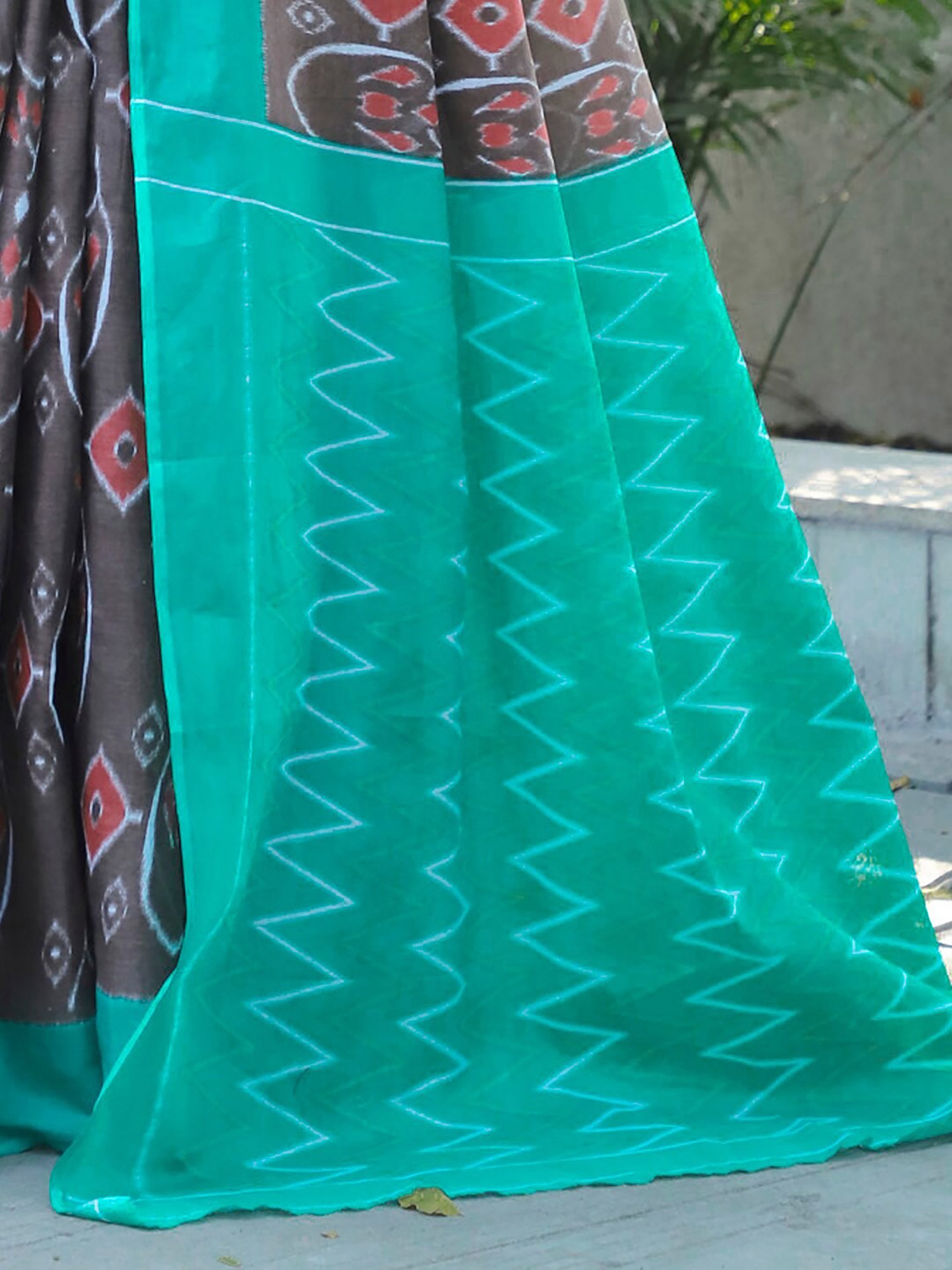 DOBUL IKKAT SOFT MULMUL COTTON BLOCK PRINTED MULTICOLOR SAREE