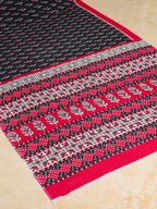 EVERLY SOFT PURE COTTON JAIPUR HAND BLOCK  IKKAT PRINT GREAY AND PINK SAREE