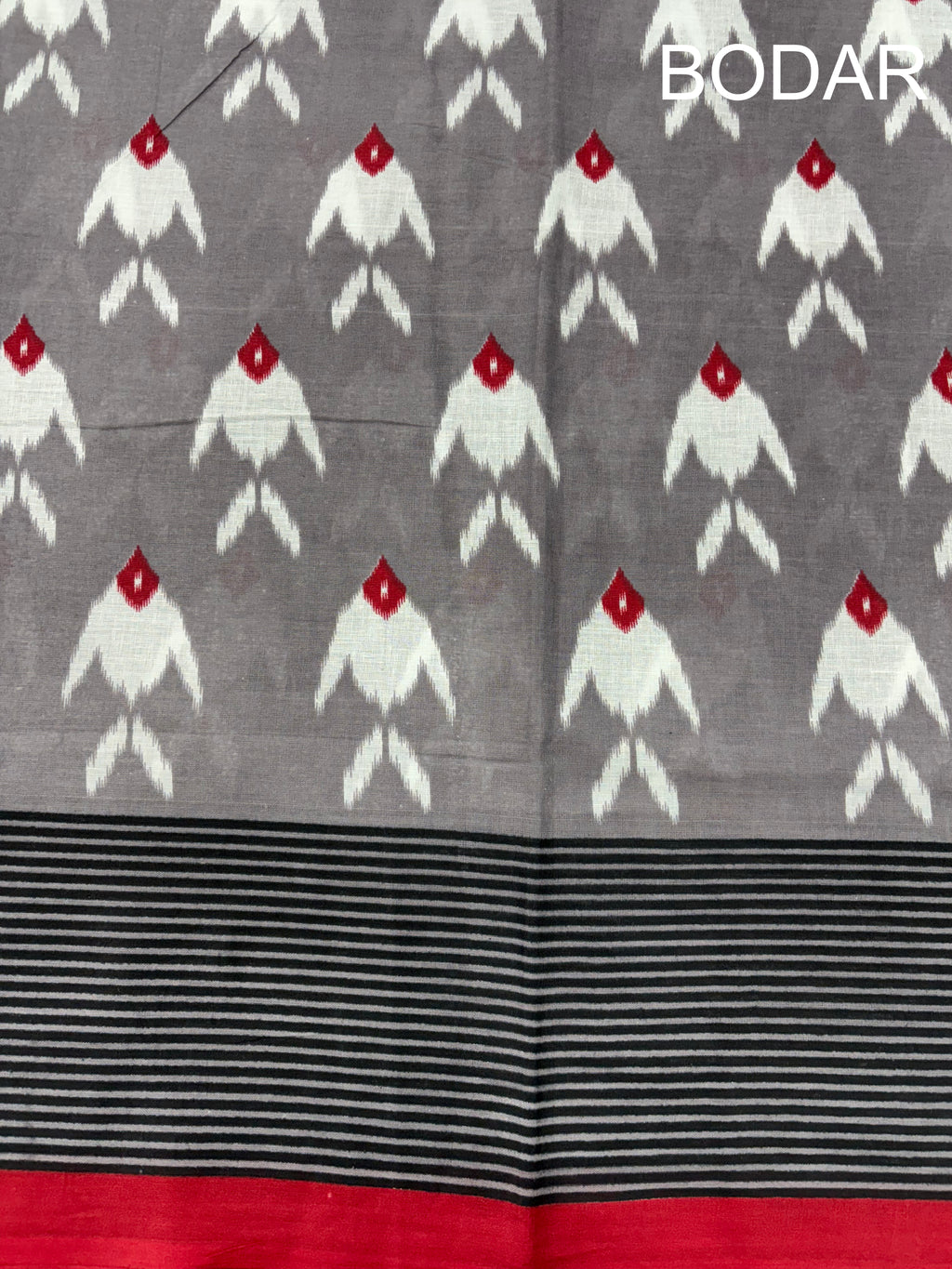 FAKIRA SOFT PURE COTTON FANCY IKKAT PRINT GREY SAREE