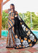 FASHION FUNDA PURE MULMUL COTTON BAGRU FANCY HAND PRINTED BLACK SAREE