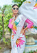 FASHION FUNDA PURE MULMUL COTTON BAGRU FANCY HAND PRINTED WHITE SAREE