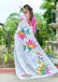 FASHION FUNDA PURE MULMUL COTTON BAGRU FANCY HAND PRINTED WHITE SAREE
