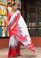FASHION FUNDA PURE MULMUL COTTON BAGRU FANCY HAND PRINTED PINK SAREE