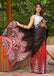 FASHION FUNDA PURE MULMUL COTTON BAGRU FANCY HAND PRINTED BLACK AND MAROON SAREE