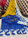 FASHION FUNDA PURE MULMUL COTTON BAGRU FANCY HAND PRINTED BLUE SAREE