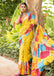 FASHION FUNDA PURE MULMUL COTTON BAGRU FANCY HAND PRINTED YELLOW SAREE