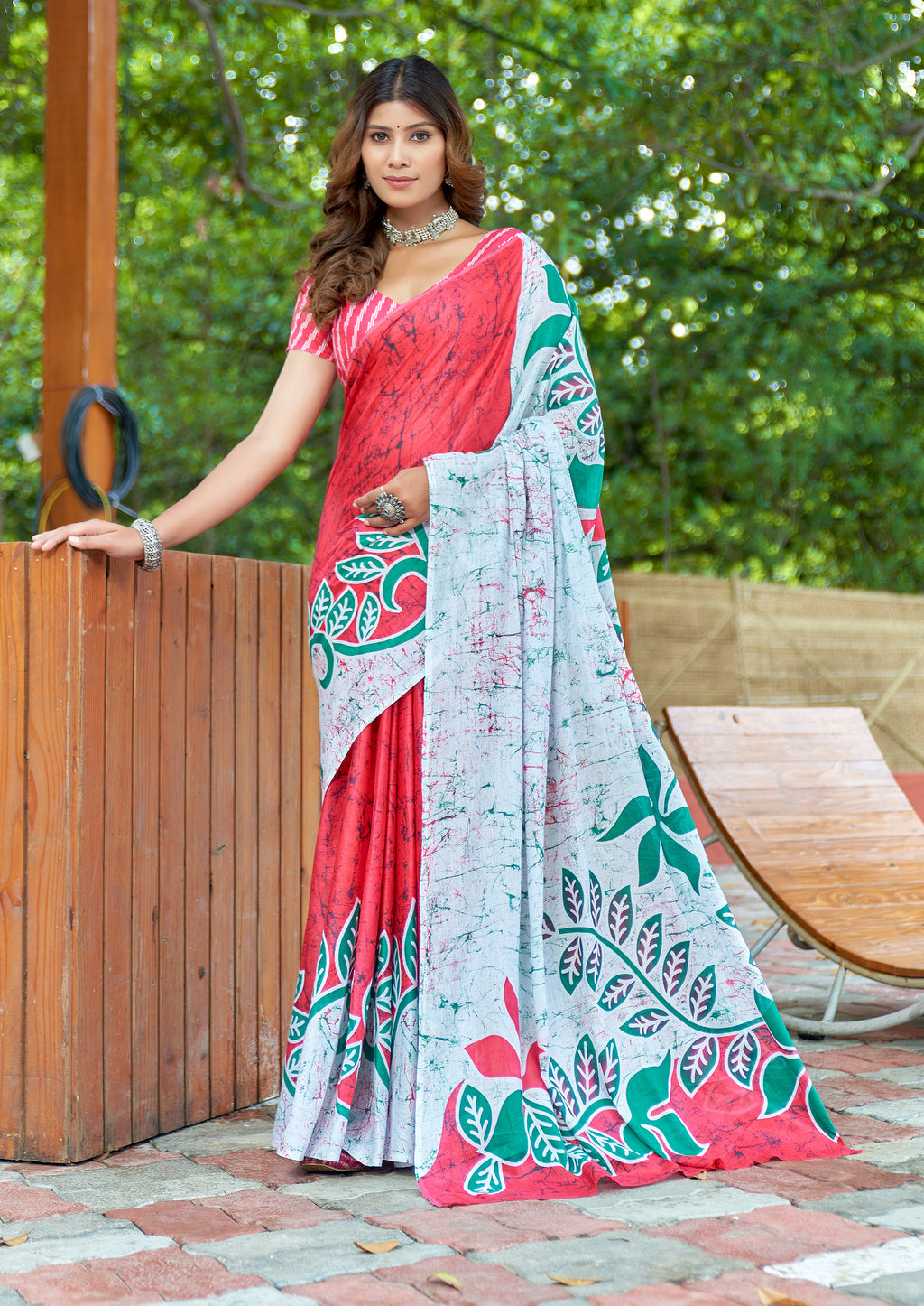 FASHION FUNDA PURE MULMUL COTTON BAGRU FANCY HAND PRINTED MULTICOLOR SAREE