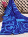 FASHION FUNDA PURE MULMUL COTTON BAGRU FANCY HAND PRINTED BLUE SAREE