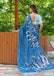 FASHION FUNDA PURE MULMUL COTTON BAGRU FANCY HAND PRINTED NEVY BLUE SAREE