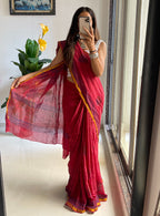 HAND BLOCK2 SOFT MASLIN COTTON WITH HEVY ZARI BODAR PINK SAREE