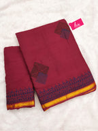 HAND BLOCK2 SOFT MASLIN COTTON WITH HEVY ZARI BODAR PINK SAREE