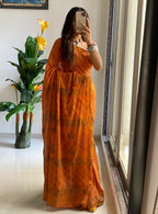 HAND BLOCK3 SOFT MASLIN COTTON WITH HEVY ZARI BODAR YELLOW SAREE