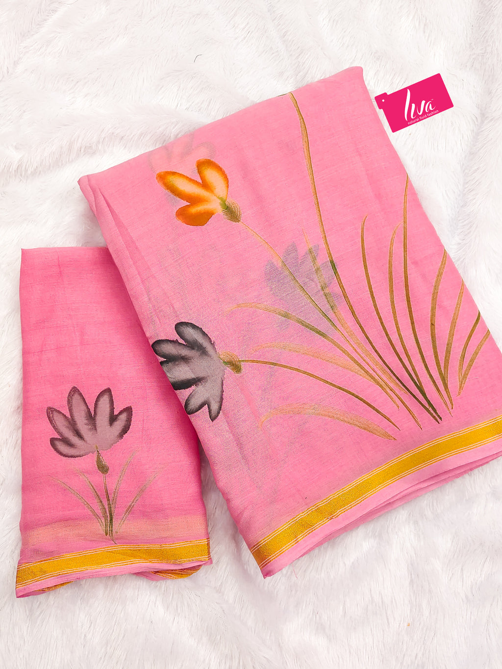 PANIHARI HAND PAINT2 SOFT MASLIN COTTON WITH HEVY ZARI BODAR PINK SAREE
