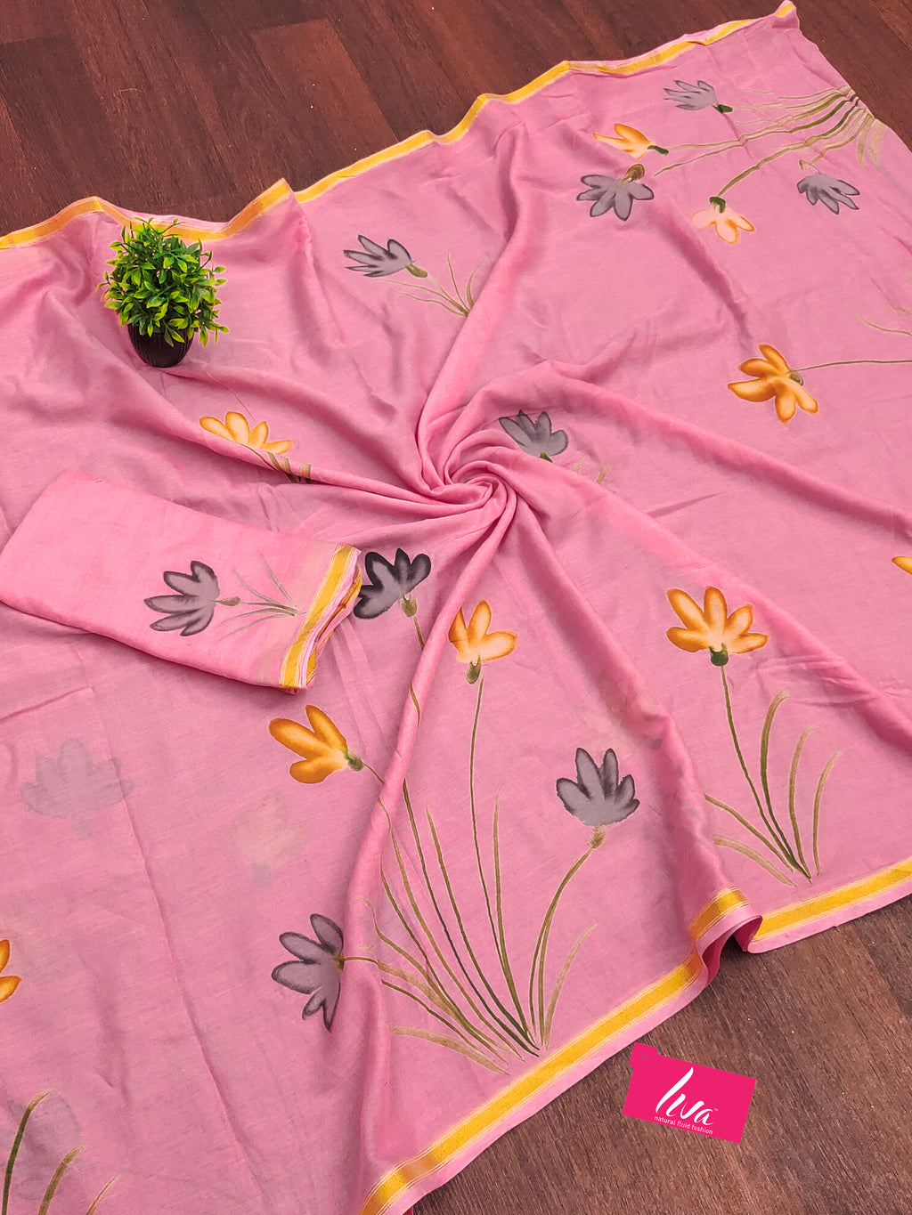 PANIHARI HAND PAINT2 SOFT MASLIN COTTON WITH HEVY ZARI BODAR PINK SAREE
