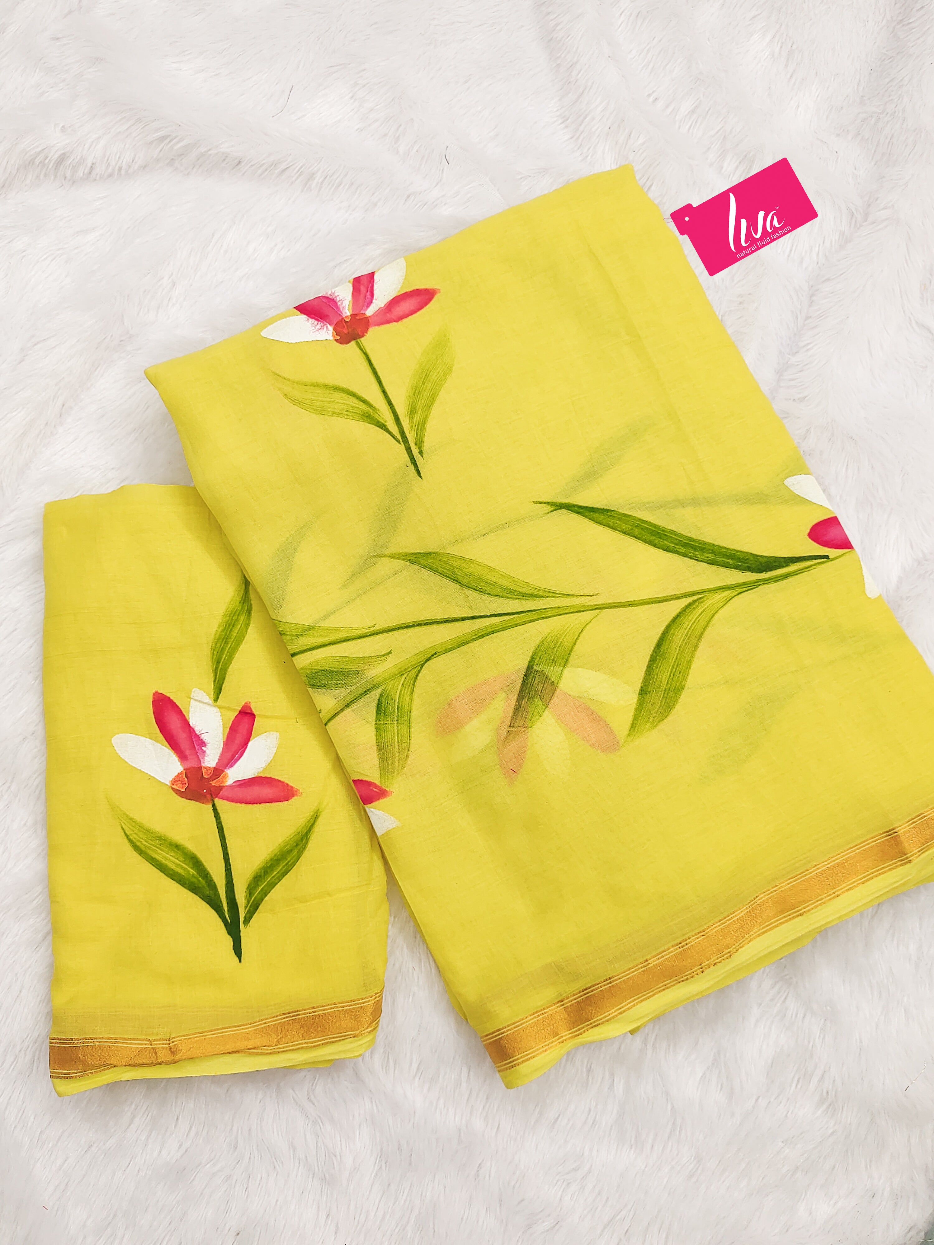 PANIHARI HAND PAINT3 SOFT MASLIN COTTON WITH HEVY ZARI BODAR YELLOW SAREE
