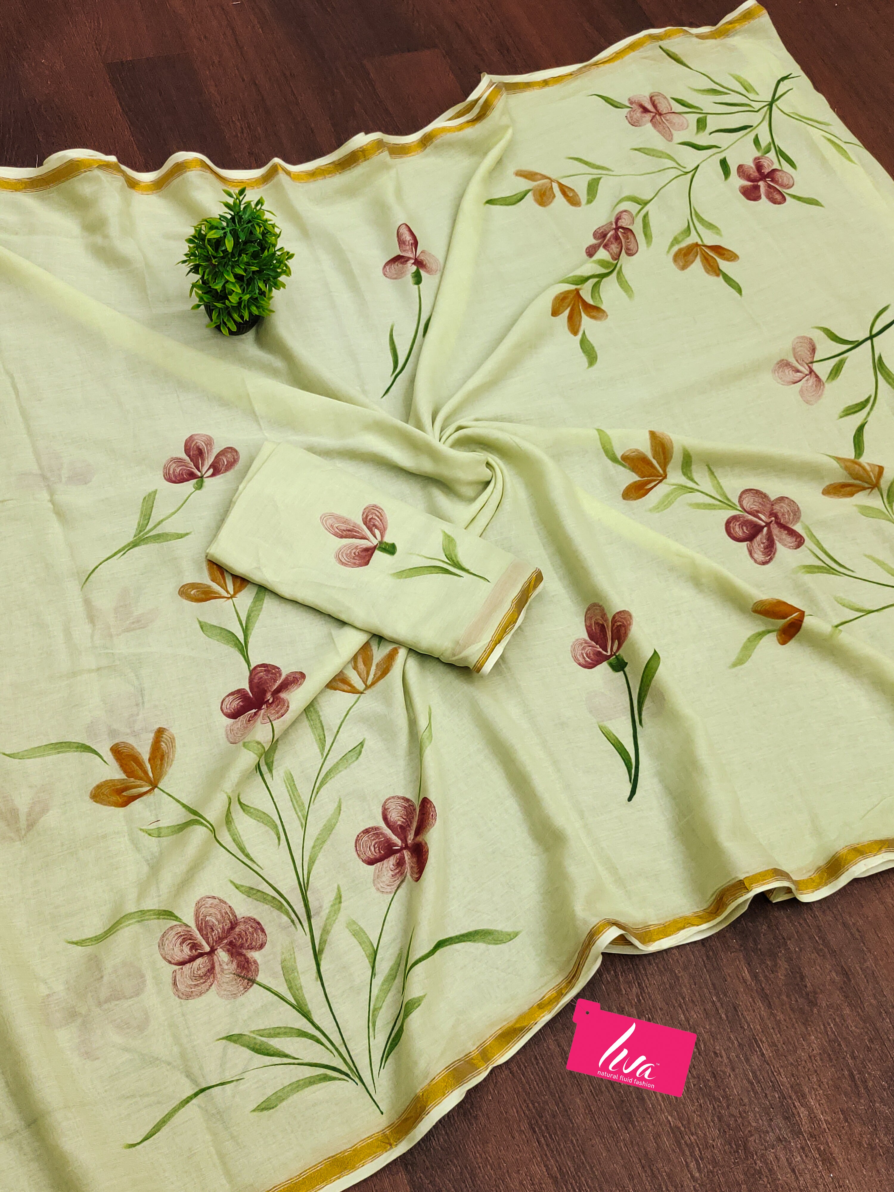 PANIHARI HAND PAINT4 SOFT MASLIN COTTON WITH HEVY ZARI BODAR MULTICOLOR SAREE