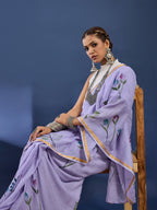 PANIHARI HAND PAINT5 SOFT MASLIN COTTON WITH HEVY ZARI BODAR PURPLE SAREE