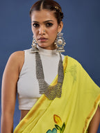 PANIHARI HAND PAINT6 SOFT MASLIN COTTON WITH HEVY ZARI BODAR YELLOW SAREE