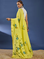 PANIHARI HAND PAINT6 SOFT MASLIN COTTON WITH HEVY ZARI BODAR YELLOW SAREE