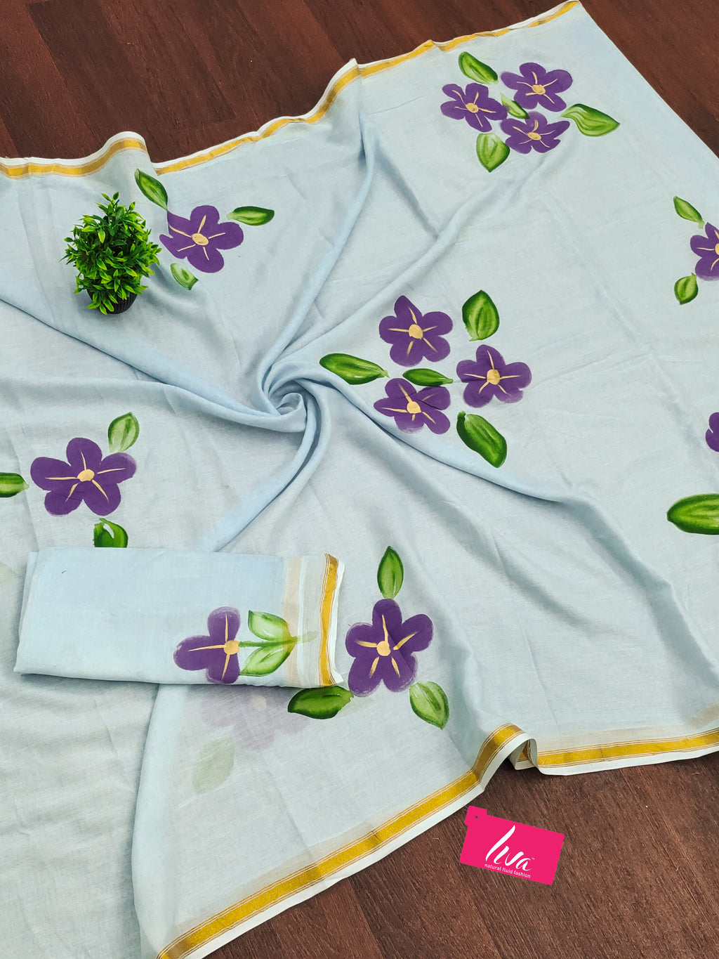 PANIHARI HAND PAINT7 SOFT MASLIN COTTON WITH HEVY ZARI BODAR GREY SAREE