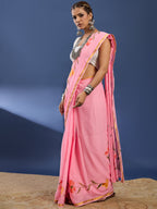 PANIHARI HAND PAINT8 SOFT MASLIN COTTON WITH HEVY ZARI BODAR PINK SAREE