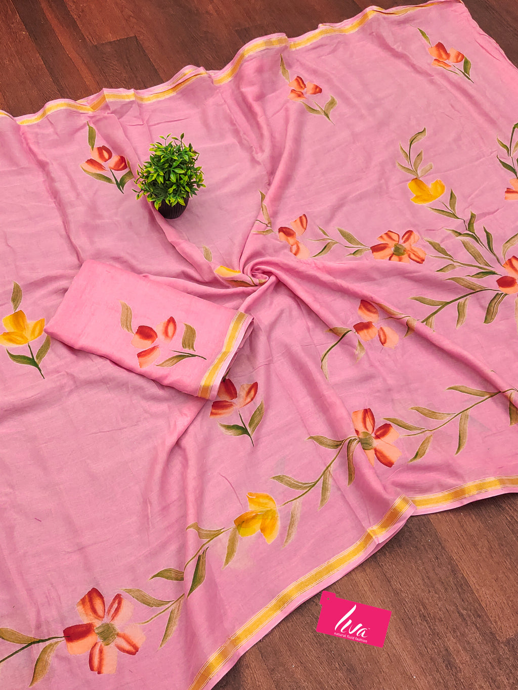 PANIHARI HAND PAINT8 SOFT MASLIN COTTON WITH HEVY ZARI BODAR PINK SAREE