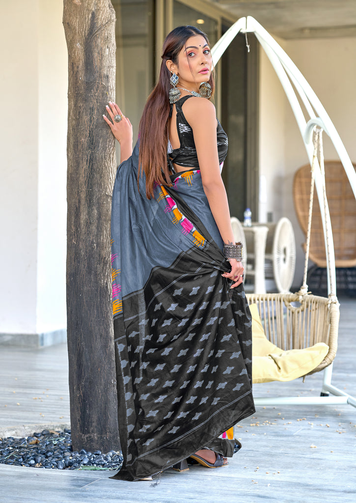 HANSHIKA PURE COTTON FANCY HAND BLOCK PRINT NEVY BLUE SAREE