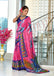HERIAGE STYLE HAND PRINT MULMUL COTTON PINK SAREE